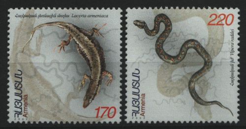 Armenien 2002 - Mi-Nr. 469-470 ** - MNH - Reptilien / Reptiles