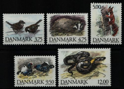 Dänemark 1994 - Mi-Nr. 1086-1090 ** - MNH - Wildtiere / Wild animals
