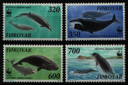 Färöer 1990 - Mi-Nr. 203-206 ** - MNH - Wale / Whales