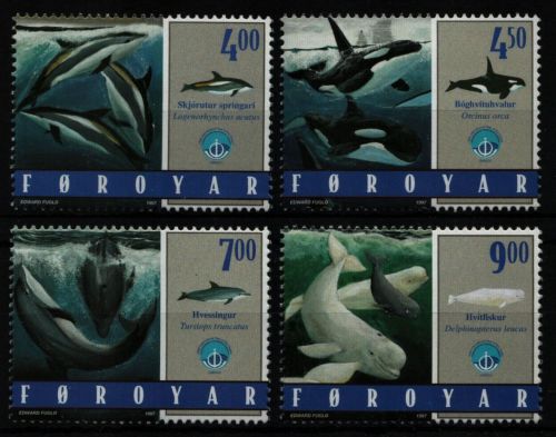 Färöer 1998 - Mi-Nr. 334-337 ** - MNH - Wale / Whales