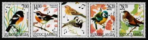Jugoslawien 2002 - Mi-Nr. 3061-3064 ** - MNH - Streifen - Vögel / Birds
