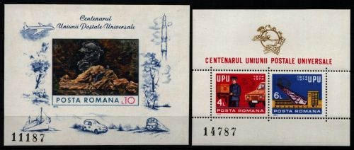 Rumänien 1974 - Mi-Nr. Block 112-113 ** - MNH - UPU