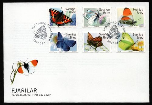 Schweden 2017 - Mi-Nr. 3159-3164 - FDC - Schmetterlinge / Butterflies