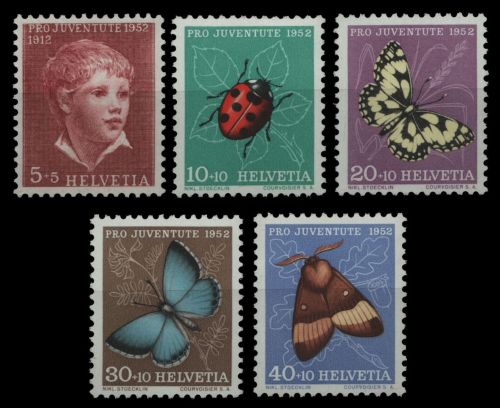 Schweiz 1952 - Mi-Nr. 575-579 ** - MNH - Schmetterlinge / Butterflies