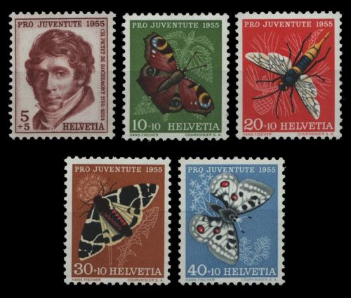 Schweiz 1955 - Mi-Nr. 618-622 ** - MNH - Schmetterlinge / Butterflies
