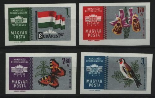 Ungarn 1961 - Mi-Nr. 1765-1768 B ** - MNH - Fauna & Flora - Schmetterlinge
