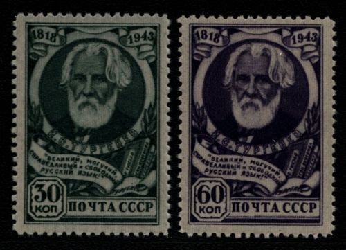 Russia / Sowjetunion 1943 - Mi-Nr. 883-884 ** - MNH - Turgenjew (V)