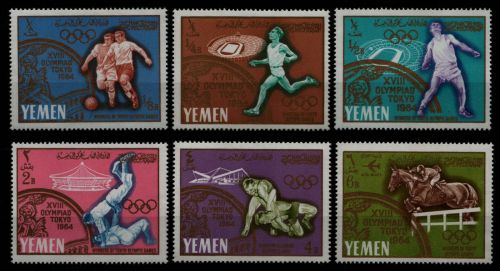 Jemen-Königreich 1965 - Mi-Nr. 196-201 A ** - MNH - Olympia Tokio