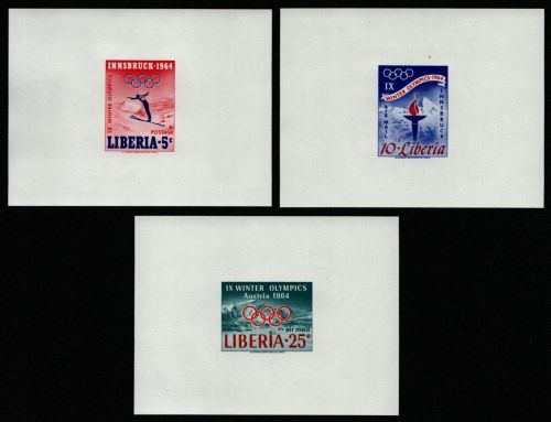 Liberia 1963 - Mi-Nr. 612-614 B ** - MNH - Epreuve de Luxe - Olympia Innsbruck