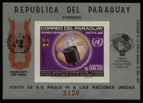 Paraguay 1965 - Mi-Nr. Block 76 ** - MNH - Raumfahrt - Papst Paul VI