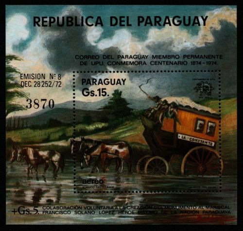 Paraguay 1974 - Mi-Nr. Block 229 ** - MNH - Transport - UPU