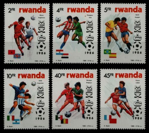 Ruanda 1986 - Mi-Nr. 1340-1345 ** - MNH - Fußball / Soccer