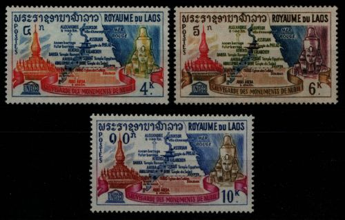 Laos 1964 - Mi-Nr. 136-138 ** - MNH - Nubische Denkmäler