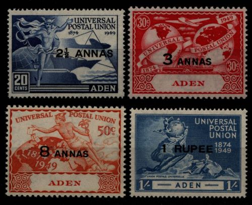 Aden 1949 - Mi-Nr. 33-36 ** - MNH - 75 Jahre UPU