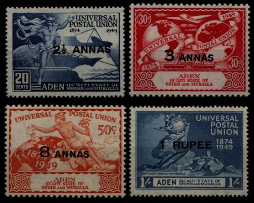 Aden - Qu'aiti 1949 - Mi-Nr. 16-19 ** - MNH - 75 Jahre UPU