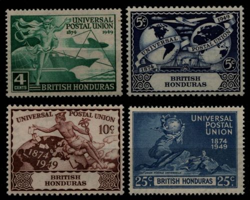 Britisch Honduras 1949 - Mi-Nr. 134-137 ** - MNH - 75 Jahre UPU
