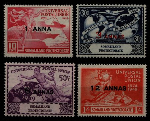 Britisch Somaliland 1949 - Mi-Nr. 105-108 ** - MNH - 75 Jahre UPU