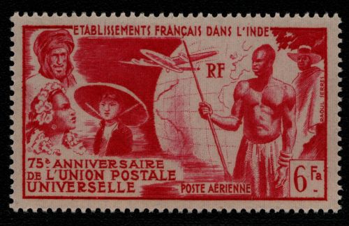 Franz. Indien 1949 - Mi-Nr. 303 ** - MNH - 75 Jahre UPU