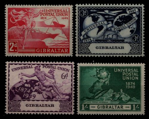 Gibraltar 1949 - Mi-Nr. 125-128 ** - MNH - 75 Jahre UPU