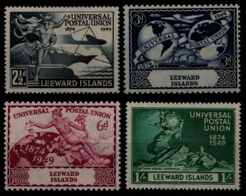 Leeward-Inseln 1949 - Mi-Nr. 110-113 ** - MNH - 75 Jahre UPU