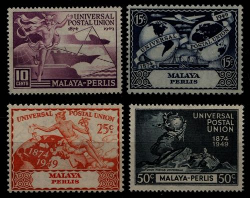 Malaya - Perlis 1949 - Mi-Nr. 3-6 ** - MNH - 75 Jahre UPU