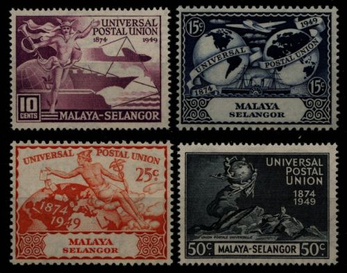 Malaya - Selangor 1949 - Mi-Nr. 74-77 ** - MNH - 75 Jahre UPU