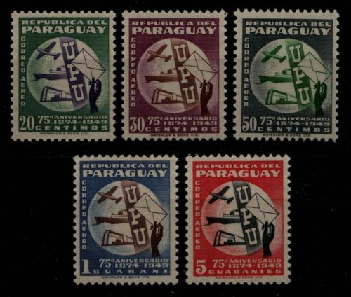 Paraguay 1950 - Mi-Nr. 656-660 ** - MNH - 75 Jahre UPU