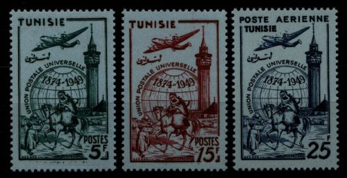 Tunesien 1949 - Mi-Nr. 360-362 ** - MNH - 75 Jahre UPU