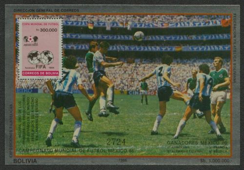 Bolivien 1986 - Mi-Nr. Block 155 ** - MNH - Zinnfolie - Fußball / Soccer