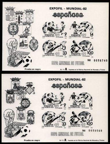 Spanien 1982 - Mi-Nr. Block 25-26 ** - MNH - Schwarzdruck - Fußball / Soccer