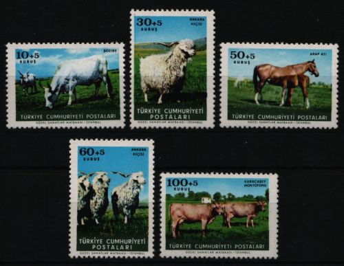 Türkei 1964 - Mi-Nr. 1919-1923 ** - MNH - Bauernhoftiere / Farm animals