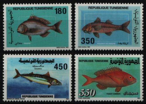 Tunesien 1991 - Mi-Nr. 1226-1229 ** - MNH - Fische / Fish
