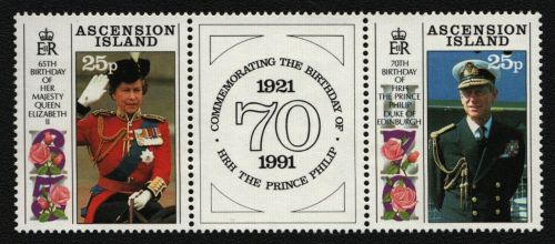 Ascension 1991 - Mi-Nr. 543-544 ** - MNH - 65. Geburtstag Queen Elisabeth (IV)