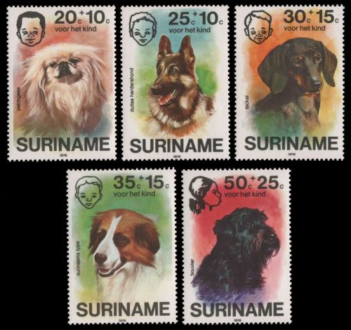Surinam 1976 - Mi-Nr. 738-742 ** - MNH - Hunde / Dogs