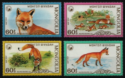 Mongolei 1987 - Mi-Nr. 1934-1937 ** - MNH - Fuchs / Fox