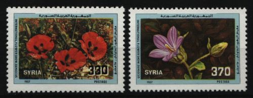 Syrien 1987 - Mi-Nr. 1698-1699 ** - MNH - Blumen / Flowers