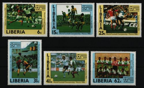 Liberia 1985 - Mi-Nr. 1329-1334 A ** - MNH - Fußball / Soccer