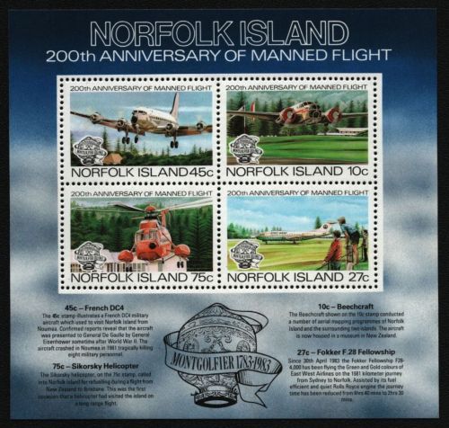 Norfolk-Insel 1983 - Mi-Nr. Block 5 ** - MNH - Flugzeuge / Airplanes