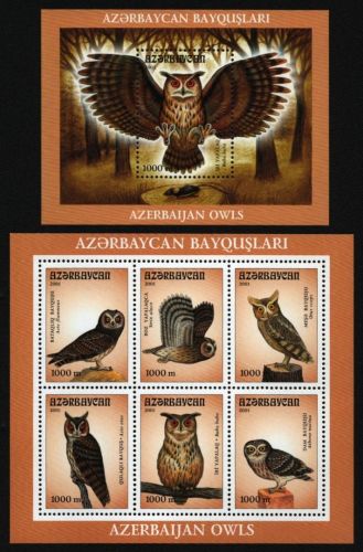 Aserbaidschan 2001 - Mi-Nr. Block 48 & 49 ** - MNH - Eulen / Owls