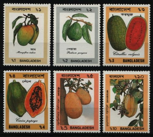 Bangladesch 1990 - Mi-Nr. 334-339 ** - MNH - Früchte / Fruits