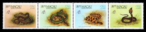Macau 1989 - Mi-Nr. 620-623 ** - MNH - Streifen - Schlangen / Snakes
