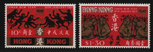 Hongkong 1968 - Mi-Nr. 230-231 ** - MNH - Jahr des Affen (II)