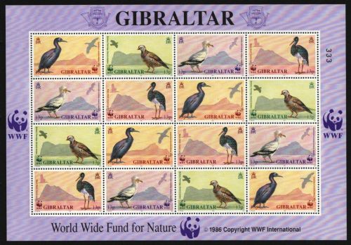Gibraltar 1991 - Mi-Nr. 619-622 ** - MNH - ZDR-Bogen - Vögel / Birds