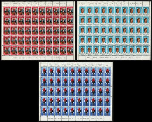 Luxemburg 1972 & 1974 - Mi-Nr. 852, 876 & 877 ** - MNH - Bogen
