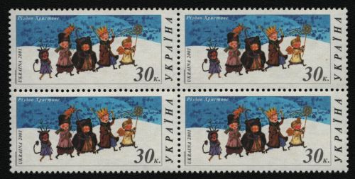 Ukraine 2001 - Mi-Nr. 471 ** - MNH - Viererblock - Weihnachten / X-mas