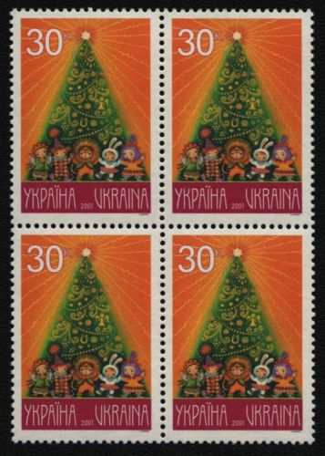 Ukraine 2001 - Mi-Nr. 473 ** - MNH - Viererblock - Weihnachten / X-mas