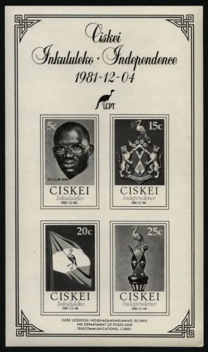 Ciskei 1981 - Mi-Nr. 1-4 ** - MNH - Schwarzdruck - Unabhängigkeit