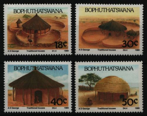 Bophuthatswana 1989 - Mi-Nr. 227-230 ** - MNH - Traditionelle Häuser