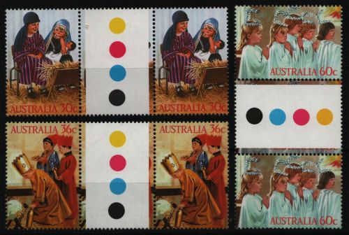 Australien 1986 - Mi-Nr. 1005-1007 ** - MNH - Stegpaare - Weihnachten / X-mas