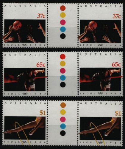 Australien 1988 - Mi-Nr. 1123-1125 ** - MNH - Stegpaare - Olympia Seoul
